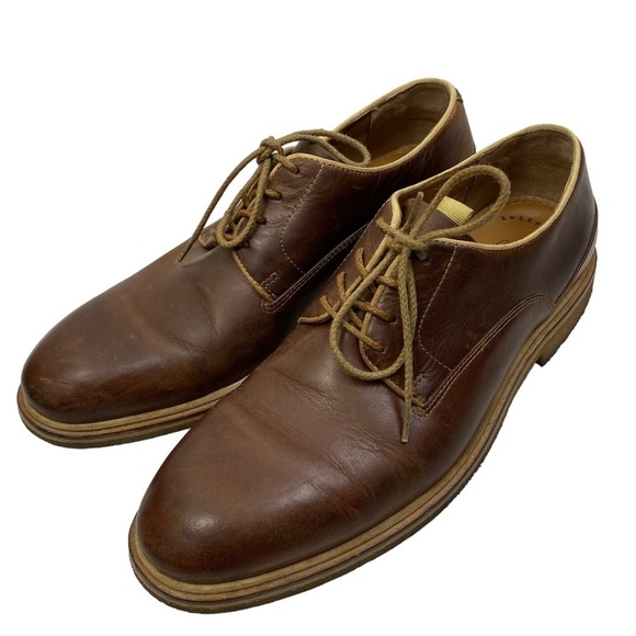 J&M Johnston & Murphy Leather Sheep Skin Wagner Brown Oxford Dress Shoes sz 10 - Picture 1 of 12